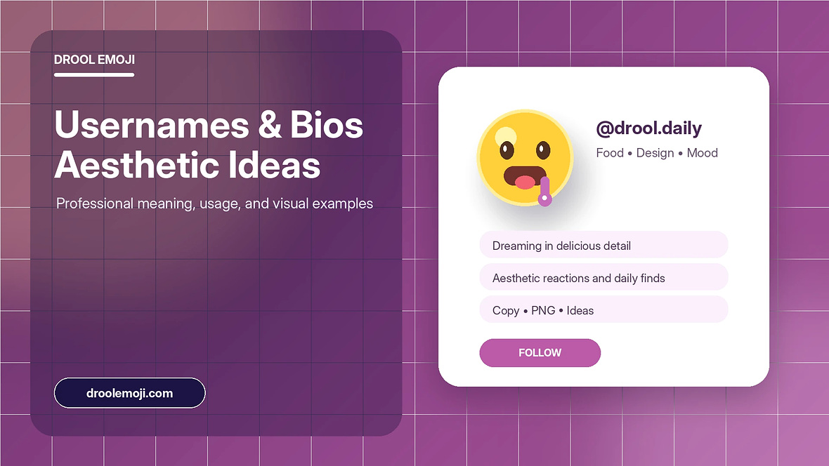 Professional illustrated cover for Drool Emoji Usernames, Bios, and Aesthetic Ideas